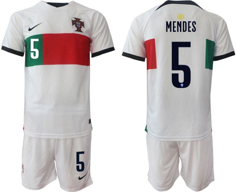 Men 2022 World Cup National Team Portugal away white #5 Soccer Jerseys